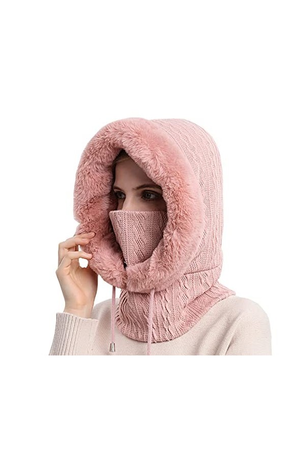 JFAN Cagoule Femme Hiver avec Doublure Molleton éPais Chaud Bonnet Femme Hiver Chaud éCharpe pour lhiver Cyclisme Ski Bonnet