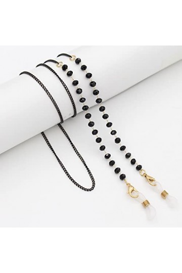 OMNIOF Chaînes Lunettes Longe for Femmes Simple Perle Lunettes retenue Noir élégant Lunettes Cordon Convient pour Les Lunette
