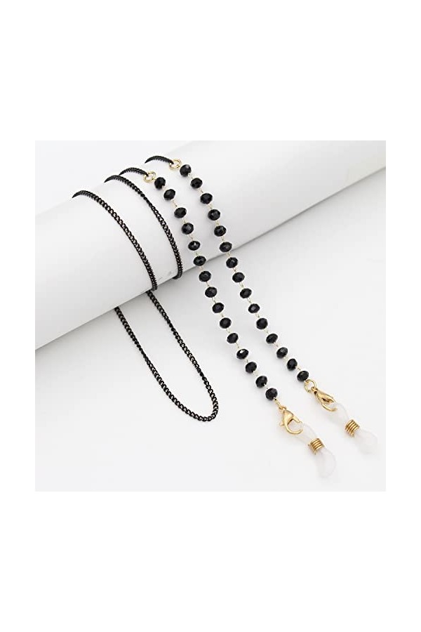 OMNIOF Chaînes Lunettes Longe for Femmes Simple Perle Lunettes retenue Noir élégant Lunettes Cordon Convient pour Les Lunette