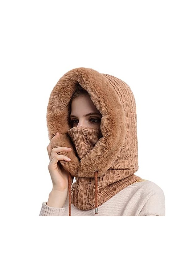 JFAN Cagoule Femme Hiver avec Doublure Molleton éPais Chaud Bonnet Femme Hiver Chaud éCharpe pour lhiver Cyclisme Ski Bonnet