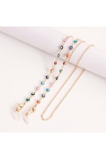 SOREZE Perle Masque chaînes Lunettes chaîne pour Femmes rétro métal Lunettes de Soleil lanières Support Masque Sangle Cou Cor