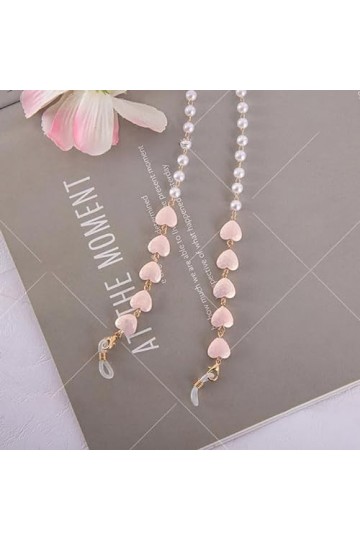 Coeur Perle Perlé Lunettes Chaînes Masque Suspendu Corde Lunettes Chaîne en Métal Lunettes De Soleil Longes Femmes Masque Cha