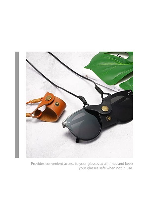 Housoutil Porte-Verre Autour Du Cou Lanière De Lunettes En Cuir Lunettes De Soleil Sangle De Support Étui De Cou De Lunettes 