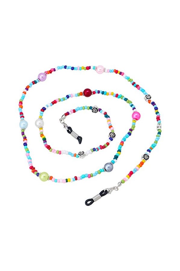 TOYANDONA Chaîne de Lunettes Perlée Sangle de Lunettes Anti-Perdue Portable Porte-Lunettes de Soleil Sangle Collier de Lunett