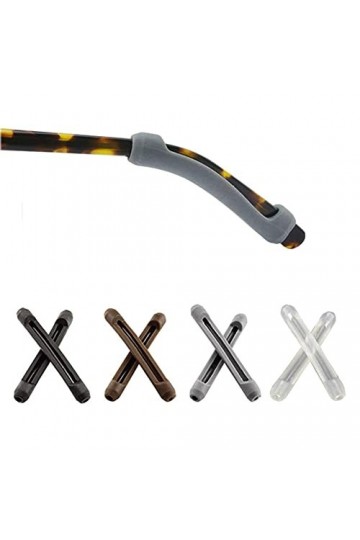 Lot de 4 paires de fixations pour branches de lunettes - Silicone souple antidérapant élastique confortable - Pour lunettes d