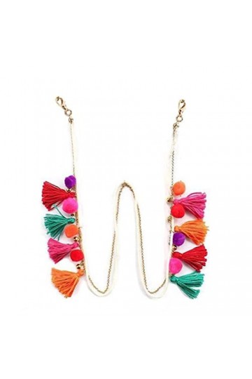 Ruluti 1pc Lunettes Chaîne Coloré Pompons Coton Corde Métal Lunettes Chaîne Chaîne Chaîne De Lunettes Antidérapantes Coutures