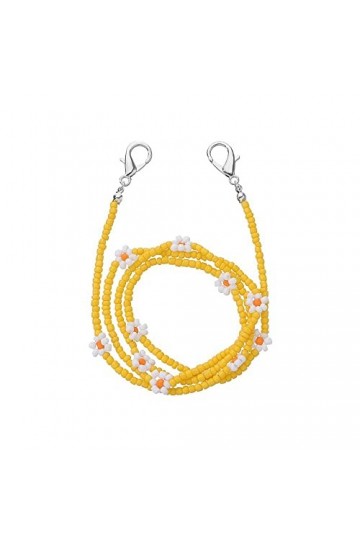 KEMUDO Chaînes de lunettes de lunettes for femmes perles fleur lunettes retenue élégant lunettes cordon Color : Amarillo, Si