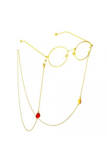 ZORZA Lunettes Longe Lunettes Chaînes for Femmes Strass Pendentif Masque Chaînes Élégant Lunettes Cordon Color : Rouge, Size