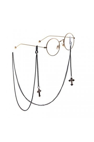 CosTimo Chaîne de lunettes en forme de croix pour femme - Noir