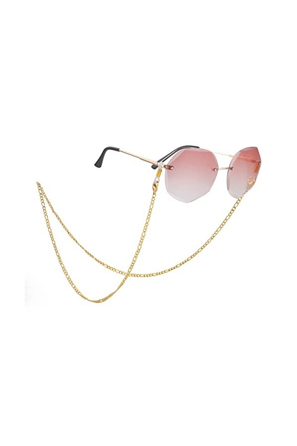 Dreamtimes Figaro Chaînes à lunettes Lanière en acier Chaînes à perles en acier inoxydable pour lunettes Plaqué or Lunettes d