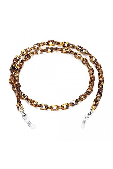 humlbird Chaîne de lunettes rétro en acrylique avec écaille de tortue pour homme et femme - marron - Taille S