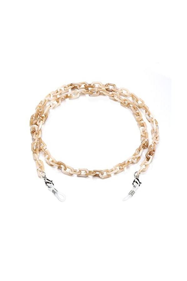 humlbird Chaîne de lunettes rétro en acrylique avec écaille de tortue pour homme et femme - marron - Taille S