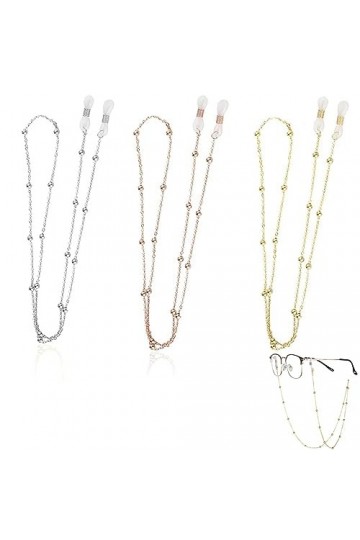 BNFGD Lot de 3 chaînes de lunettes de soleil, chaîne de lunettes de soleil pour femme, sangle de lunettes, cordon de lunettes