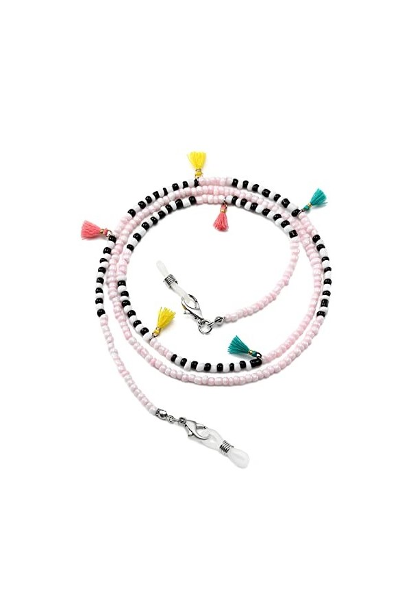 humlbird Cordon de masque pour femme, chaîne de lunettes élégante avec perles autour du cou, rose, Small