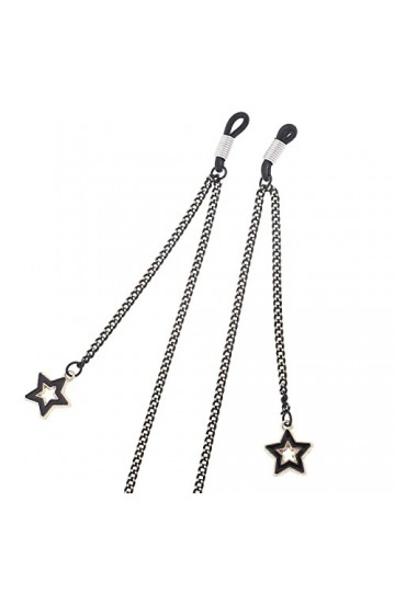 ZORZA Longe de Lunettes Sangle de Lunettes for Femmes métal Noir étoile Pendentif Cou chaîne Mode Lunettes Cordon