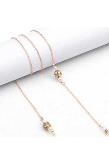 SOREZE Perle Masque chaîne Perles Lunettes chaînes Femmes Vintage Lunettes de Soleil en métal accroche Masque Sangle lanière 