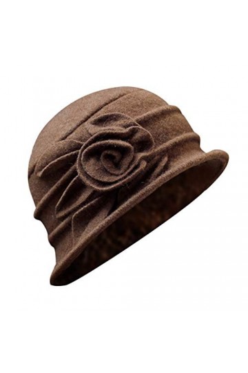 WWricotta Élégant Seau Casquette Laine Vintage Chapeau Hiver Dames Femmes Fleur Cloche Casquettes de Baseball Bonnet Ski Marr