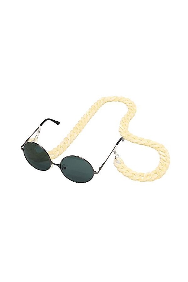 Sopaila Cordon porte-lunettes en acrylique Motif rétro Couleurs bonbon 70 cm - Beige - 70 cm