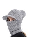 Cagoule Tricoté Femme Balaclava Femme Cagoule Moto Cache Cou Cache Oreille Bonnet Tricoté avec Pompon Bonnet avec Tour de Cou