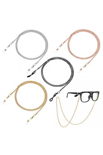 Auidy_6TXD Lot de 4 chaînes de lunettes, chaînes, chaînes, lunettes de soleil, lunettes de vue, pour femme, homme