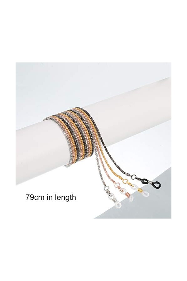 Auidy_6TXD Lot de 4 chaînes de lunettes, chaînes, chaînes, lunettes de soleil, lunettes de vue, pour femme, homme