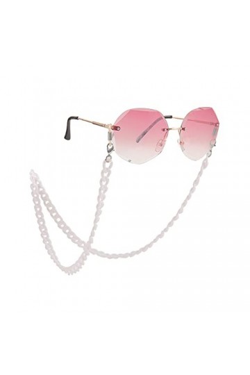 Dreamtimes Chaîne de lunettes avec cordon en acrylique pour lunettes de soleil, blanc, Medium