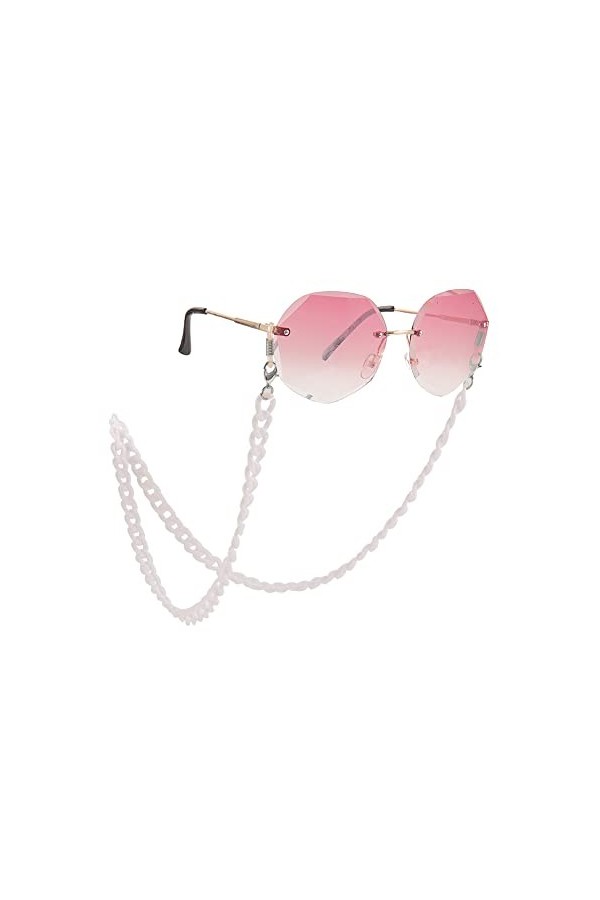Dreamtimes Chaîne de lunettes avec cordon en acrylique pour lunettes de soleil, blanc, Medium