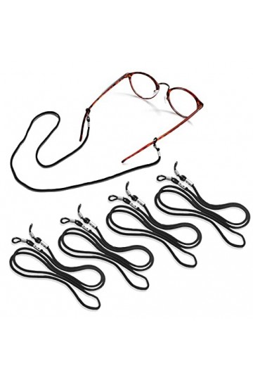 Glasses Chain Lot de 12 chaînes de lunettes en nylon noir avec cordon de lunettes de sport réglable avec mousqueton pour homm