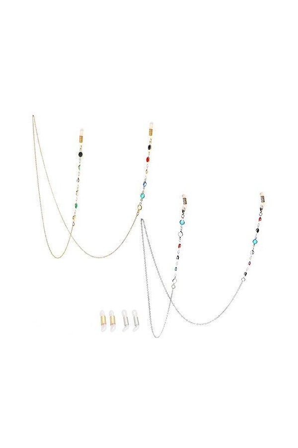 Jurxy 2PCS Chaîne de Lunettes Porte-Sangle de Lunettes de Soleil Cordon de Lecture en Verre Collier de Perles Chaîne de reten