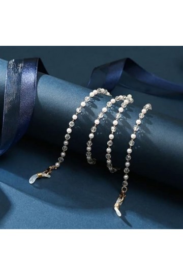 SOREZE Perle Masque chaînes Lunettes chaîne pour Femmes rétro métal Lunettes de Soleil lanières Support Masque Sangle Cou Cor