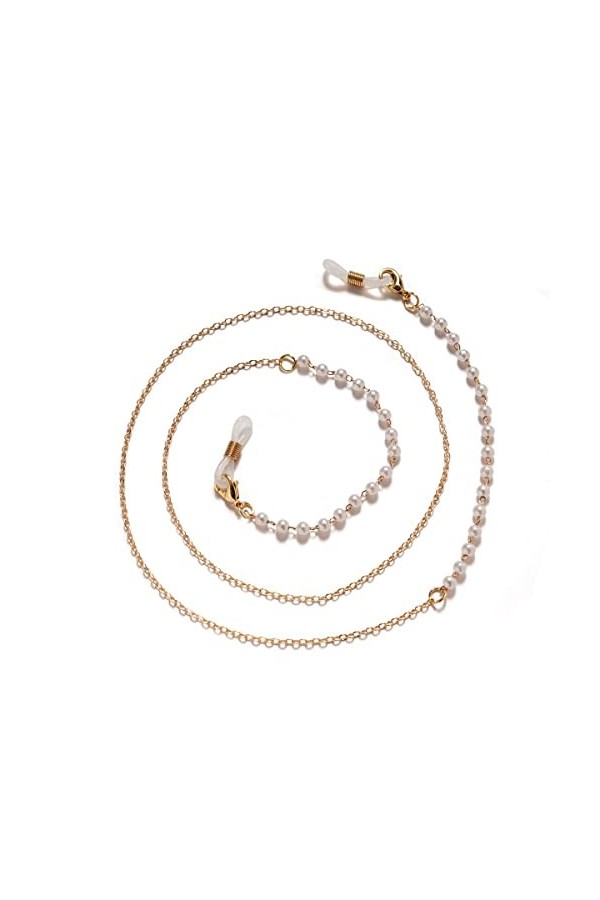 HOOENG Chaînes Sangle de Lunettes for Femmes Perle perlée Lunettes retenue Simple élégant Oeil chaîne Porte-chaîne Lunettes C