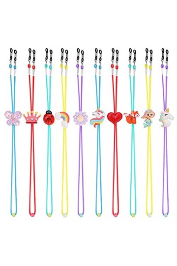 Hifot 10 Pièces Cordon Lunettes, Licorne Renard Papillon Sirène Réglable Universel Masque Chaîne Lunettes de Soleil Cordon, S