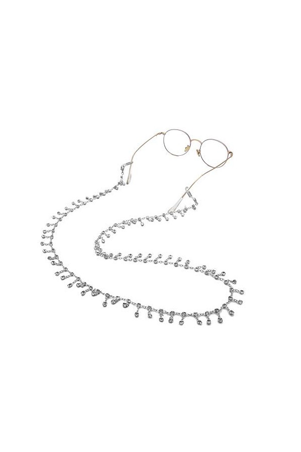 kkjoy Chaîne de lunettes en cuivre pour femmes Collier porte-lunettes Cordon pour lunettes de soleil avec décoration en stras