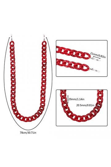 GORGECRAFT Chaîne de Lunettes en Acrylique, Collier de Lunettes avec 304 Fermoir à Pince de Homard en Acier Inoxydable Cordon