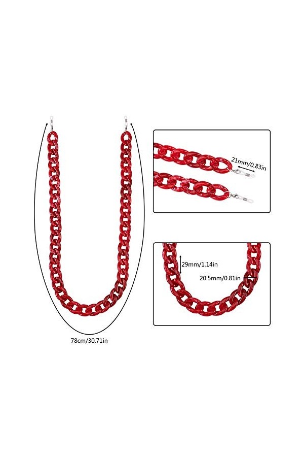 GORGECRAFT Chaîne de Lunettes en Acrylique, Collier de Lunettes avec 304 Fermoir à Pince de Homard en Acier Inoxydable Cordon