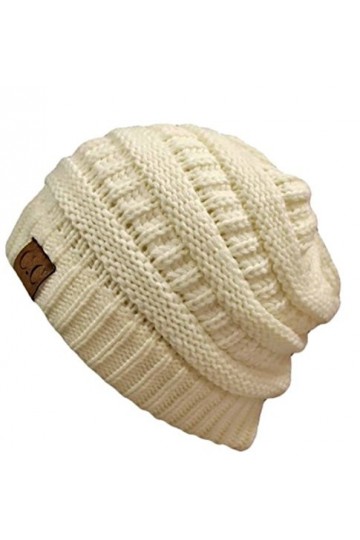 Bonnet unisexe en tricot épais et souple, taille unique, blanc dhiver