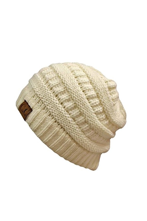Bonnet unisexe en tricot épais et souple, taille unique, blanc dhiver