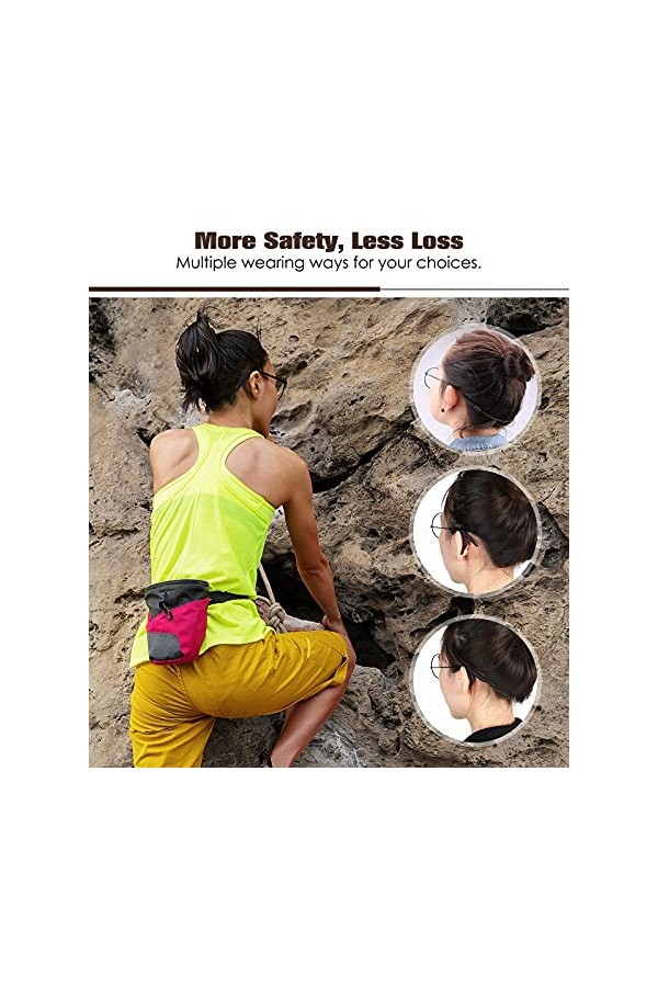 MoKo Cordons à Lunettes, [Lot de 4] Retenue de Lunettes de Soleil Ajustable avec 4 Paires de Plaquettes Nasales et 4 Paires d