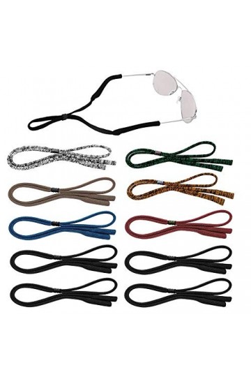 SENHAI 10 pièces Sangles de Lunettes de Soleil pour Hommes, Femmes et Enfants, Retenues de Lunettes Ajustables Porte-Nuque Co