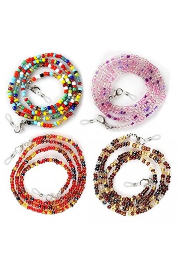 Zeaye 4 Pièces Chaînes De Lunettes Lunettes Perlées Porte-Sangle Lunettes Collier Sangle Eye Glass String pour Hommes, Femmes
