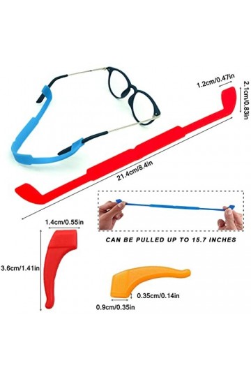 CKANDAY 12 Pack Anti Slip Enfants/Adulte Lunettes Sangles avec 12 paires Crochets Oreille, Porte-Verre De Sécurité Lunettes P