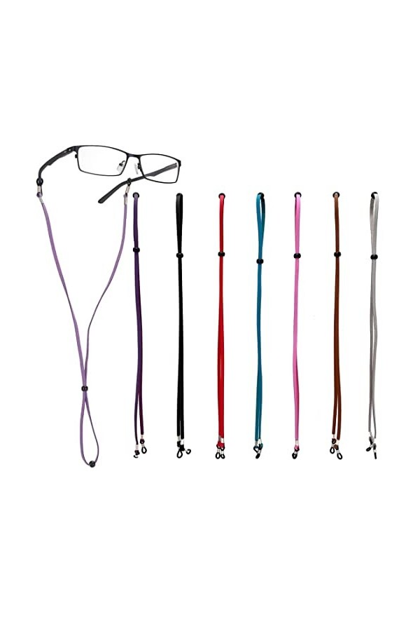 MenYiYDS - Lunettes dœil Strap Straper, 7 pièces Lunettes de vue en cuir réglable pour hommes Femmes pour enfants, chaînes a