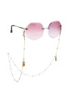 kkjoy Chaîne de lunettes de soleil en alliage avec perles dorées pour femme et fille