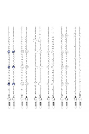 LIPIODOL 6 Pièces Chaînes de Lunettes Sangles de Lunettes Perlé Porte-chaîne de Lunettes Métal Porte-lunettes Sangle Extender