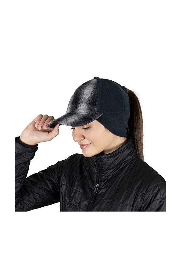 Casquette dhiver TrailHeads pour Queue de Cheval pour Femmes | Casquette avec Cache-Oreilles rabattables
