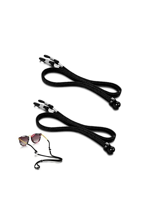 通用 Konamo Lot de 2 Cordons antidérapants Sport et Lunettes de Soleil, Noir, 1061 cm Mixte