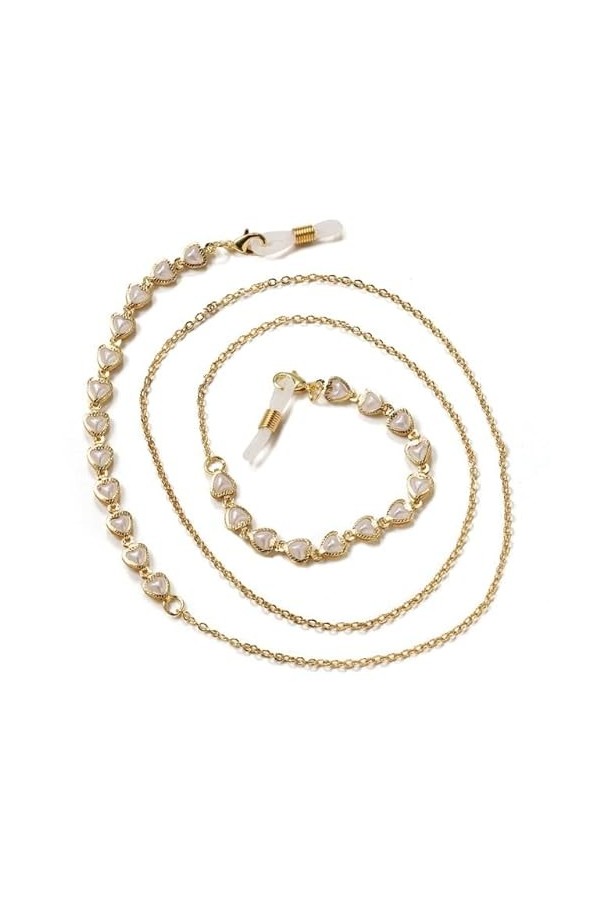 SOREZE Chaînes de Lunettes pour Femmes Perle Cristal Lunettes de Soleil chaînes Lunettes Porte-Cordon Or Lunettes lanière Col