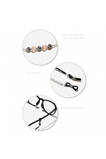 EXCEART 2Pcs Lunettes Porte-Chaîne Perles Lunettes Chaînes Vintage Anti-Dérapant Lunettes de Soleil Lanière Cordon Lunettes C