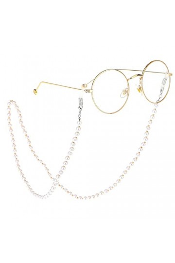 OMNIOF Chaînes de Lunettes Longe de Lunettes for Femmes Imitation Perle Masque Chaînes Simple Cordon de Lunettes élégant Conv