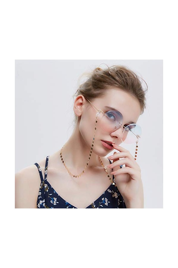 EXCEART Lanière Perlée 2Pcs Lunettes Chaîne Lunettes de Soleil Sangle Porte-Cordons Anti-Dérapant Collier Chaîne Lunettes Lan